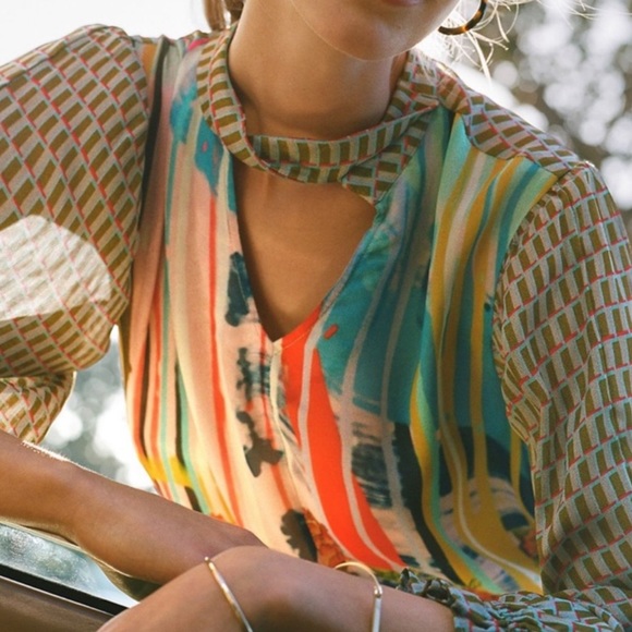 Anthropologie Conditions Apply Retro Peasant Blouse M - Picture 9 of 10